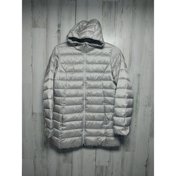 Eddie Bauer 650 Power Fill Ribbed Puffer Jacket Women’s Medium Gray - Picture 1 of 7